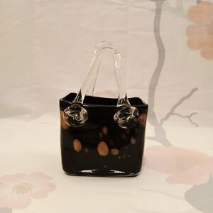 Artistic Black and Gold Glass Handbag by [Brand]